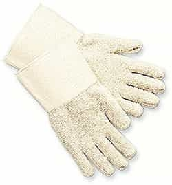 Natural Knitted Cotton/Polyester Terrycloth Gloves