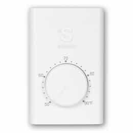 Line Voltage Thermostat, Double-Pole, 22 Amp, 120V-277V, White