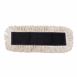 White Disposable Cotton Dust Mop Head w/ Sewn Center Fringe 48X5