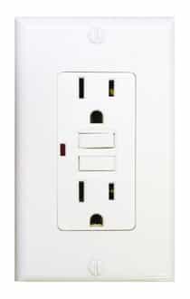 15 Amp GFCI Receptacle Outlet w/ LED, White