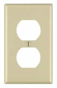 GP 1-Gang Plastic Duplex Receptacle Wall Plate, Ivory