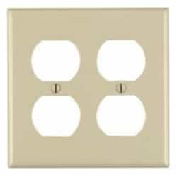 GP 2-Gang Plastic Duplex Receptacle Wall Plate, Ivory