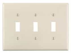 GP 3-Gang Plastic Toggle Switch Wall Plate, Almond