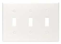 GP 3-Gang Plastic Toggle Switch Wall Plate, White