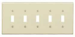 GP 5-Gang Plastic Toggle Switch Wall Plate, Ivory