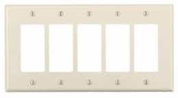 GP 5-Gang Plastic Rocker Switch Wall Plate, Almond