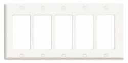 GP 5-Gang Plastic Rocker Switch Wall Plate, White