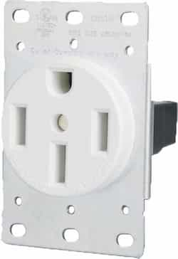 50 Amp Flush Mount Dryer Outlet, White