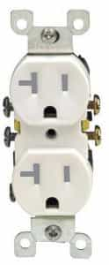 20 Amp Self Grounding Tamper Resistant (TR) Receptacle Outlet, White