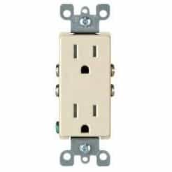 15 Amp Self Grounding Tamper Resistant (TR) Decora Receptacle Outlet, Ivory