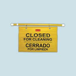 Yellow &quot;Closed for Cleaning&quot; Site Safety Hanging Sign
