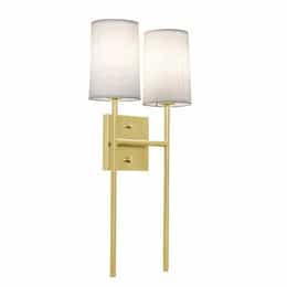 40W Rose Wall Sconce, 2-Light, E12, 120V, Brass