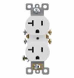 20 Amp Residential Duplex Outlet, Side Wire, White