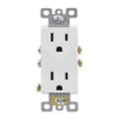 15 Amp Decora Duplex Outlet, Side/Push Wire, White