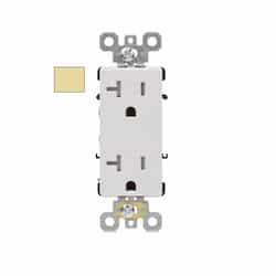 20A Decora Duplex Receptacle, Side Wire, 125V, Ivory