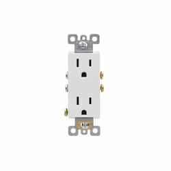 15 Amp Tamper Resistant Decora Duplex Outlet, Side/Push Wire, White