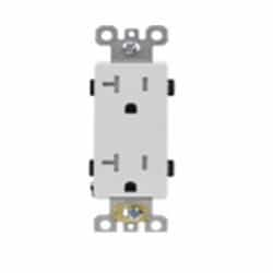 20 Amp Tamper Resistant Decora Duplex Outlet, Side/Back Wire, White