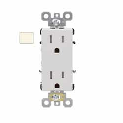 15A Decora Duplex Receptacle, TR, Side & Back Wire, 125V, Light Almond