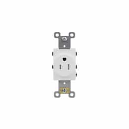 15A Single Receptacle, Side & Back Wire, 125V, White