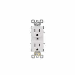 15A Commercial Duplex Receptacle, TR, Side & Back Wire, 125V, White