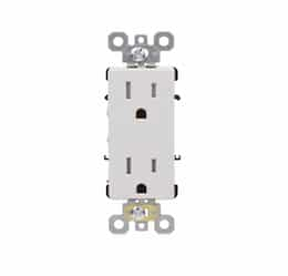 15A Commercial Decora Receptacle, TR, Side & Back Wire, 125V, White