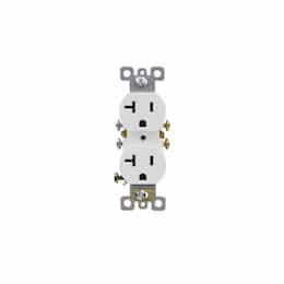 20A Duplex Receptacle, Side Wire, 125V, White, Bulk