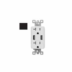 20A Duplex Receptacle w/ 3.6A Dual USB, TR, 120V, Black