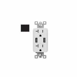 20A Duplex Receptacle w/ 3.6A Dual USB, TR, 120V, Black