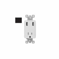 15A Single Receptacle w/ 3.6A Dual USB, TR, 120V, Black