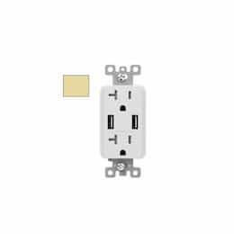 20A Duplex Receptacle w/ 3.0A Dual USB, TR, 120V, Ivory