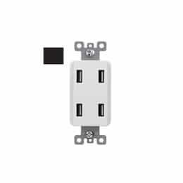 4.0A USB Charger w/ 4 Ports, 125V, Black