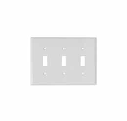 3-Gang Mid-Size Wall Plate, Toggle, Plastic, White