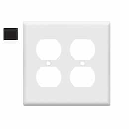 2-Gang Standard Wall Plate, Duplex, Plastic, Black