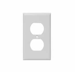 1-Gang Large Wall Plate, Duplex, Plastic, White