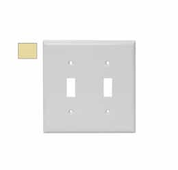 2-Gang Mid-Size Wallplate, Toggle, Metal, Wrinkle, Ivory