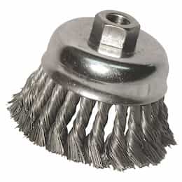 Anchor Knot Wire Cup Brush, 6 in Dia., 5/8-11 Arbor, .035 in Carbon Steel Wire