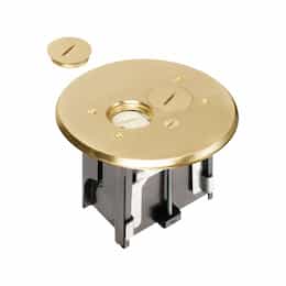 Adjustable Floor Box w/ Threaded Plug & Receptacle, Round, Brass