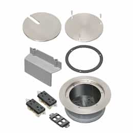 5.5-in Recessed Concrete Box Cover Kit w/ (2) Receptacle, Nickel