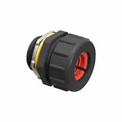 1-in Strain Relief Cord Connector, .625 - .750, Non-Metallic, ORG/BLK