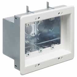 3-Gang Recessed TV Box, Steel/White