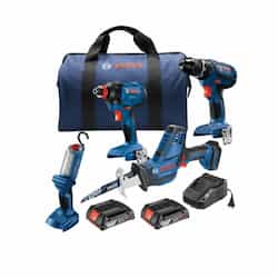 Drill, Impact Driver, Saw & Light Combo Kit w/ Batteries, 18V