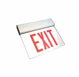 Edge Lit Aluminum Exit Sign, Red Letters, 120V/277V, White