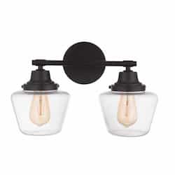 Essex Vanity Light Fixture w/o Bulbs, 2 Lights, E26, Flat Black