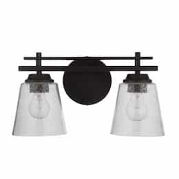 Drake Vanity Light Fixture w/o Bulbs, 2 Lights, E26, Flat Black