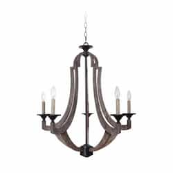 Winton Chandelier w/o Bulbs, 5 Lights, E12, Weathered Pine/Bronze