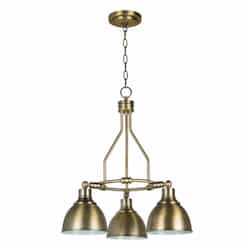 Timarron Chandelier w/o Bulbs, Arms Down, 3 Lights, E26, Legacy Brass