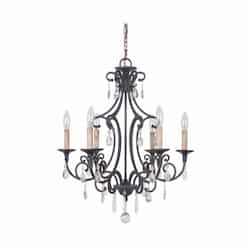 Bentley Chandelier w/o Bulbs, 6 Lights, E12, Matte Black