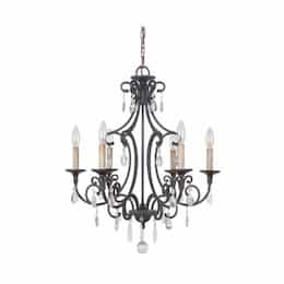 Bentley Chandelier w/o Bulbs, 6 Lights, E12, Matte Black