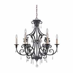 Bentley Chandelier w/o Bulbs, 9 Lights, E12, Matte Black