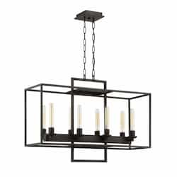 Cubic Linear Chandelier w/o Bulbs, 8 Lights, E26, Aged Bronze Brushed